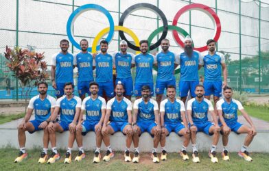 Indian hockey team training on synthetic turf ahead of the Paris 2024 Olympics